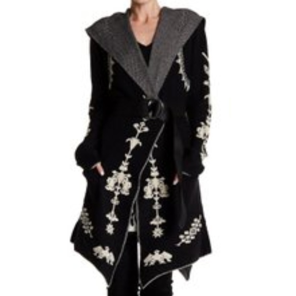 Vertigo Paris Sweaters - SALE! Hooded Open Front Patterned Cardigan